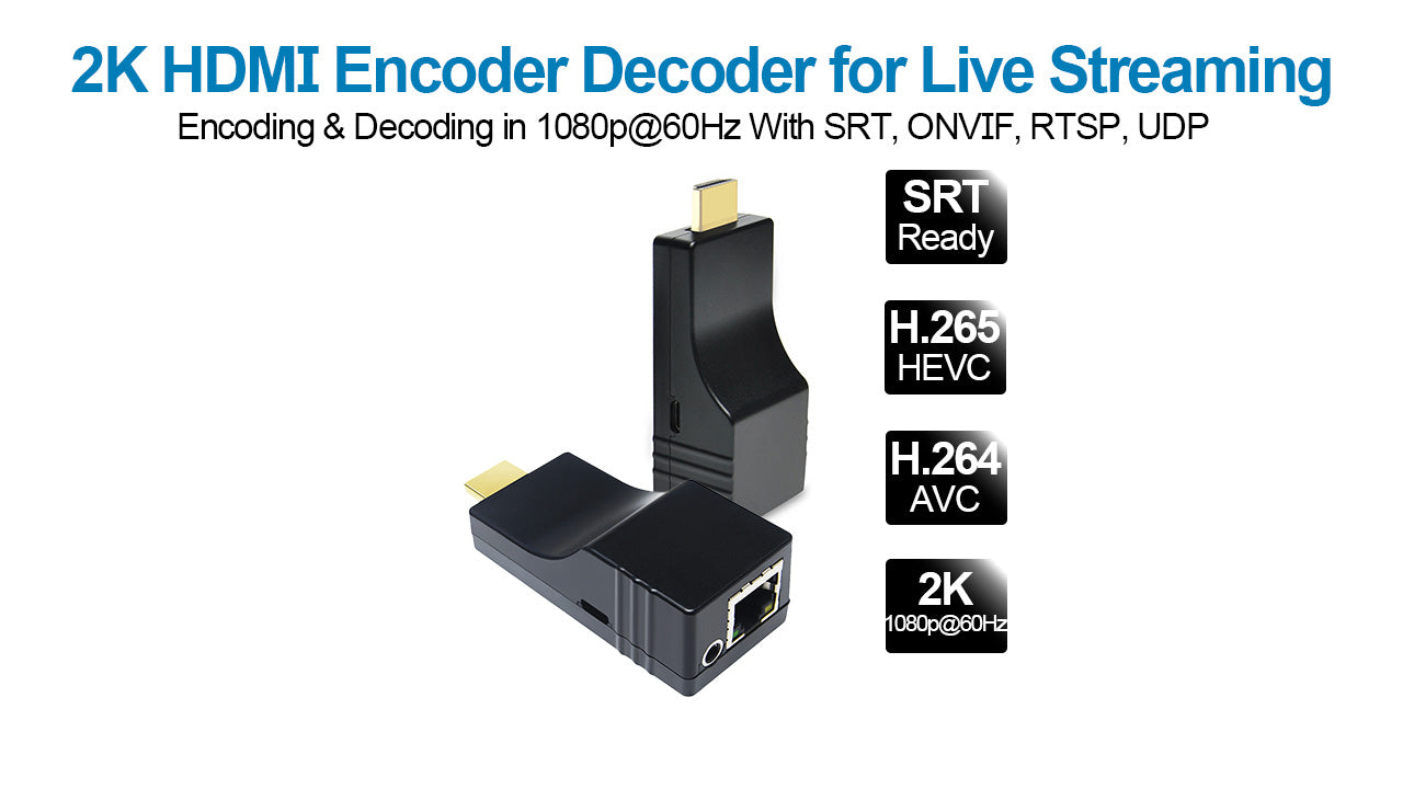 DDMALL CEV2K HDMI encoder + HDD10 HDMI Decoder for SRT Live Streaming & Video Transmission in 1080p60