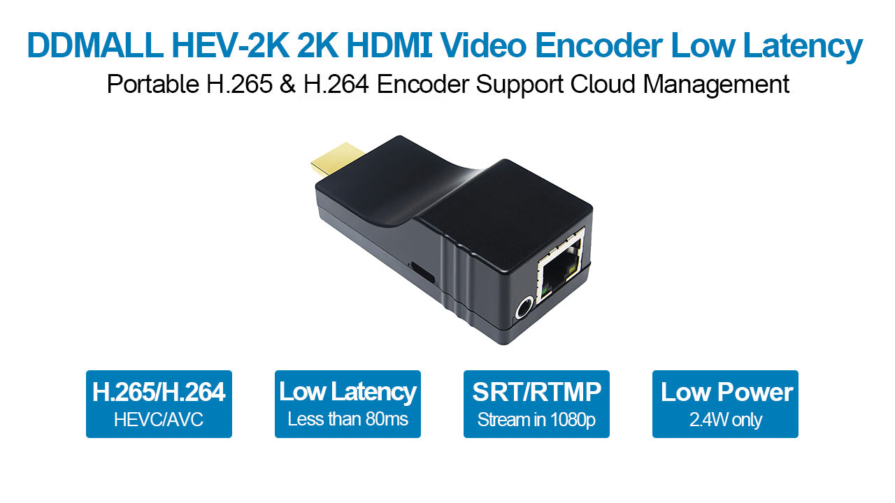 DDMALL HEV-2K H.265 H.264 HDMI Video Encoder, 2K SRT Encoder HD Support Low Latency