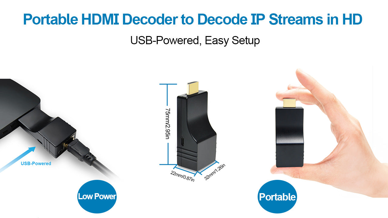 DDMALL HDD-10 HDMI Decoder in 1080p@60Hz, H.265 H.264 SRT Video Decoder to Decode IP Stream