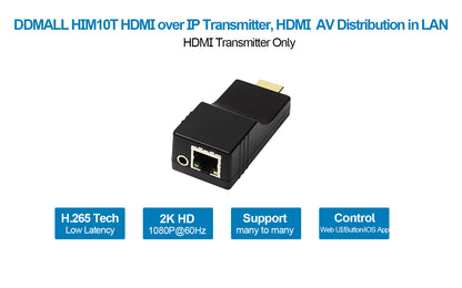 DDMALL HIM10T HDMI over IP Transmitter Matrix for 2K HDMI AV Distribution in LAN(Transmitter Only)